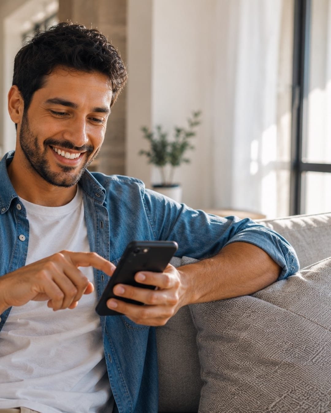 Pessoa fazendo tudo pelo celular, de forma rápida